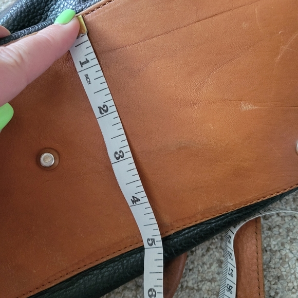 VALENTINA Vintage Pebbled Black and Brown Leather Satchel - Great Condition - Picture 13 of 14